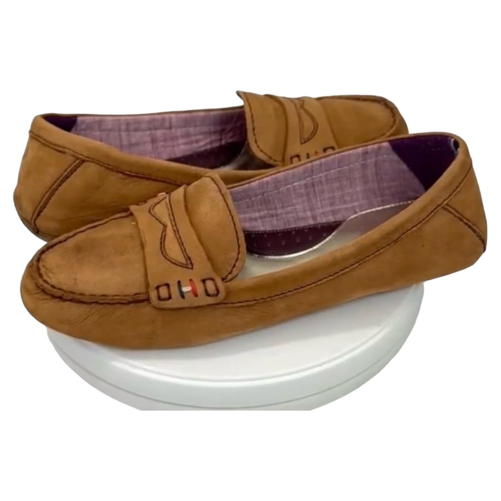 TOMMY HILFIGER Loafers Tweden Leather Tan Suede Size 9.5M